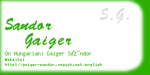 sandor gaiger business card